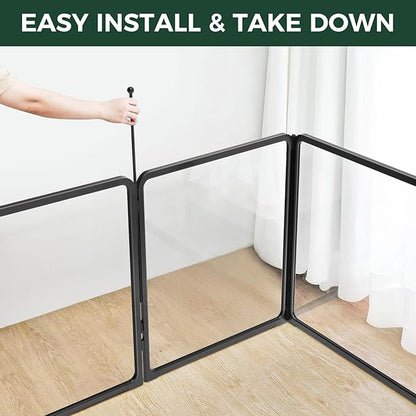 FXW Homeplus Unleashed Indoor Dog Playpen - Stress-Free and Safe Play, Heavy Duty 32 Inch 5 Acrylic Panels + 5 Wire Panels Dog Pen for Small and Medium Dogs, Black│Patented