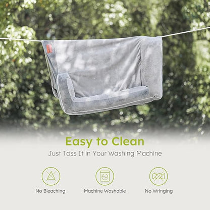 Extra Large Dog Bed, Orthopedic Dog Bed with Cooling Gel Memory Foam, Waterproof XL Pet Bed with Removable Washable Cover, 42" Pet Sofa Couch Dutch Velvet with Bone Toy, Light Gray