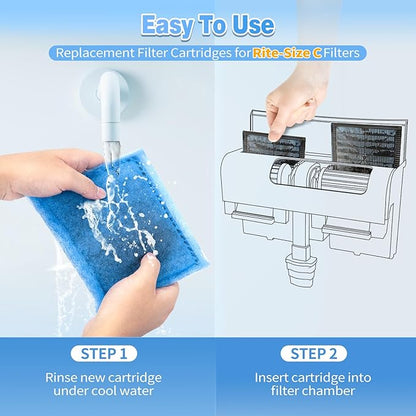 10 Pack Rite-Size C Filter Cartridges Compatible with MarineLand Penguin PRO Power Filters 275/375 & Original Penguin Power Filters 200/350 - Rite-Size C Replacement Filter Cartridges