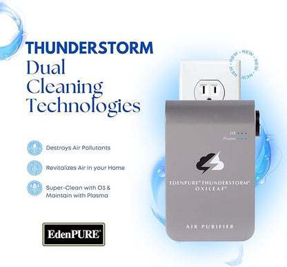 EdenPURE Thunderstorm III Air Purifier – Small Plug-In Ozone Generator & Ionizer – Eliminates Odors, Pet Smells, Smoke, Mold – Filter-Free Portable Cleaner for Home, Travel, Car, Office Use