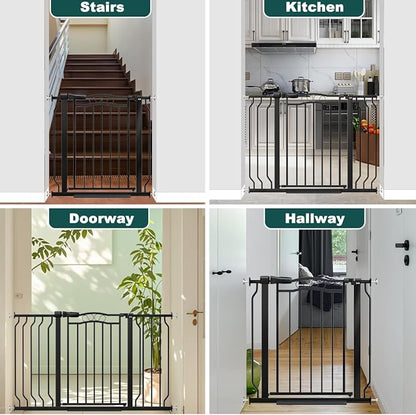 62.5"-71.6" Extra Wide Baby Gate for Doorways No Drill, Pressure Mounted Dog Gate Indoor, Walk Thru Pet Gate for Cat Dog Child,Pet Gates for The House Doorway Black