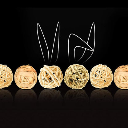 8 Pcs Small Animals Play Balls Rolling Activity Chew Toys Gnawing Treats for Rabbits Guinea Pigs Chinchilla Bunny Natural Balls, Pet Cage Entertainment Accessories (8Pcs)