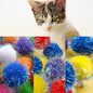 20 Pieces Mix Sizes Sparkle Pom Pom Balls for Cat - Interactive Glitter Balls, Multicolor, Best as Kitten Play Toys.