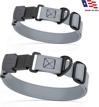 Dogline Biothane Waterproof Dog Collar with Herm Sprenger Black Stainless Steel Quick Release Buckle – Heavy Duty Tactical Durable Collar for Dogs – Comfortable and Safe Pet Collar W3/4" L12-19 Gray