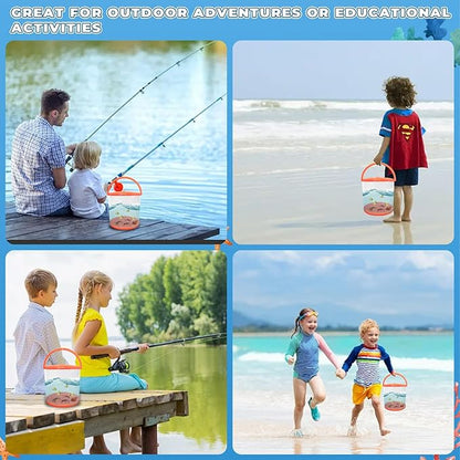 Foldable Small Aquarium, Portable Fish Tank, Fish Transport Container, Plasitc Fish Bowl, Beginner Tank, Great Concept for Catching and Release Critters, Beach, Pool and Lake (Red, Large)