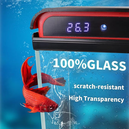 20 Gallon Fish Tank, Large Smart Aquarium with Self-Cleaning Pump 3 Color Lights Water Temperature Detection System, Smart Fish Tank for Betta Shrimp Guppy Goldfish Beta, Home Decor Gift with Tank