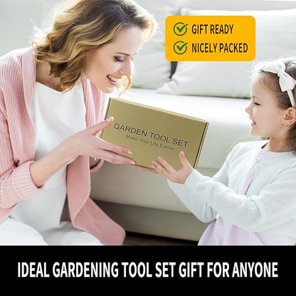 20-Piece Gardening Tools with Fashion and Durable Storage Bag - Heavy Duty Garden Tools Stainless Steel Rust-Proof Ergonomic Garden Tool Set - Ideal Gifts for Women and Men - Portable Gardening Kit