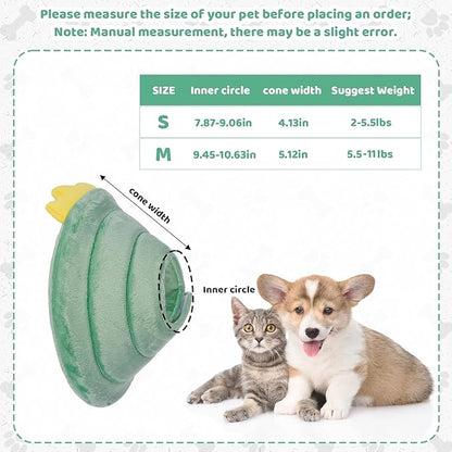 FRIUSATE Cat Cone Collar Soft, Cute Cat Recovery Collar Soft Adjustable Cat Cones to Stop Licking Comfortable Breathable Lightweight Neck Cone for Cats Kittens Pet After Surgery