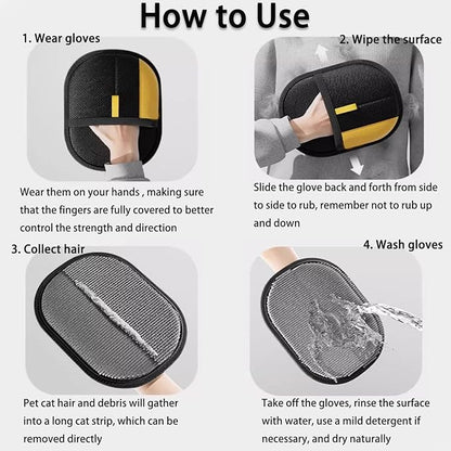 2 Pcs Pet Hair Remover Glove, 2025 Upgrade Reusable Double Sided Electrostatic Gloves Pet Hair Remover, Washable Pet Grooming Gloves for Couch, Furniture, Carpet, Car Seat (2Pcs)
