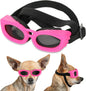 Dog Sunglasses Small Breed, Small Dog Goggles with Adjustable Straps, UV/Wind/Dust/Fog Proof Dog Eye Protection Sunglasses for Outdoor Car Driving Riding, Pink