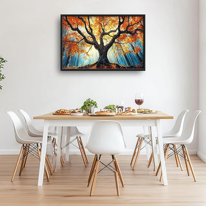 Extra Large Tree of Life Framed Wall Art for Living Room,Fall Autumn Forest Sunrise Landscape Pictures Wall Decor,Nature Canvas Print Painting Modern Artwork Bedroom Office 36L" x 24W"