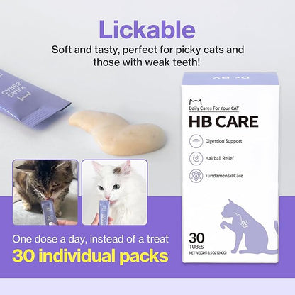 Dr.by HB Care Hairball Supplement for Cats– Hairball Relief Furball Control Remedy & Digestive Support Supplements with Omega-3, Chitosan-30 Individuallly Packaged (1 Pack, 30 Count)