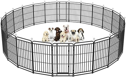 Dog Playpen Outdoor 24 Panels Heavy Duty Dog Fence 47" Height with Thick Pipe Anti-Rust with Doors Portable for RV Camping Yard, Total 54FT, 227 Sq.ft, Snowy Black