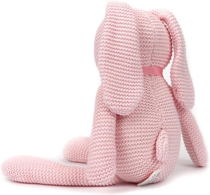 100% Organic Cotton Baby Toys Pink Bunny Rabbit Stuffed Animal for Newborn 7.1"