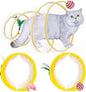 2Pcs Folded Cat Tunnel Toy for Indoor Cats,Collapsible Pet Spring Cat Toys with Feather Mouse Upgrade Interactive Toy Playing Tent for Puppy Kitten Accessories Home Self-Happy Cat Toys (Yellow)