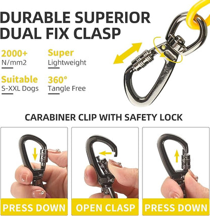 Dog Tie Out Cable, 20FT, Yellow, Suitable for Dogs up to 350 pounds, Lightweight, Non-Winding, for Outdoor Use