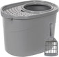 Amazon Basics Large Cat Litter Box with High Sides, Top Entry, Includes Scoop, 20.5 x 14.75 x 14.38 inches, Grey