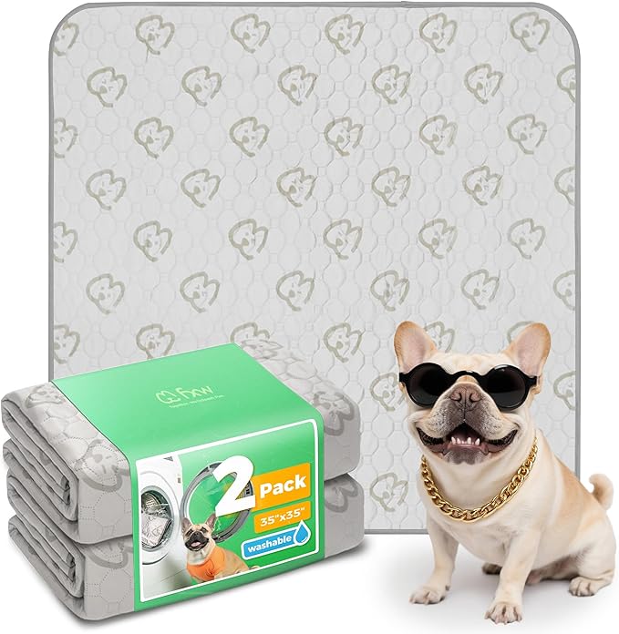 FXW Washable Pee Pads for Dogs, Puppy Pads with Super Absorbent, Specifically Designed for Potty Training, 35" Square, Khaki, 2 Packs