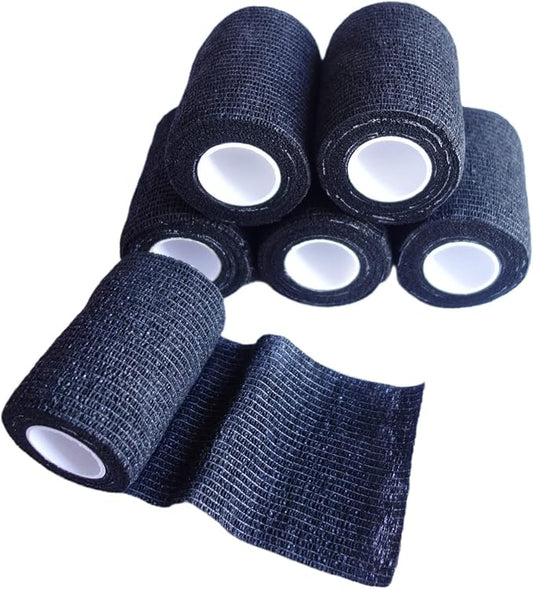 6 Pack 3" x 5 Yards Self Adhesive Bandage Wrap Breathable Cohesive Vet Wrap for Pets, Elastic Self-Adherent Tape for Sports, Wrist, Ankle (Black)