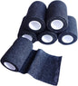 6 Pack 3" x 5 Yards Self Adhesive Bandage Wrap Breathable Cohesive Vet Wrap for Pets, Elastic Self-Adherent Tape for Sports, Wrist, Ankle (Black)