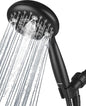 6 Spray Modes High Pressure Handheld Showerhead Set Upgraded 5 Inches Shower Head with Handheld Spray Premium Black Handheld Shower Head 60 Inches Stainless Steel Hose-1-Min Install