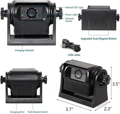 EWAY WiFi Magnetic Hitch Wireless Backup Rear/Front View Camera Rechargeable Battery for Easy Hitching of Gooseneck Horse Boat Travel Trailer/Fifth Wheels/RV/Camper Reverse for iPhone iPad Android