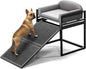 Dog Ramp Doggie Stairs with Seat Mate,Puppy Chair Get on High Bed Couch Office Window Perch,Non Slip Dachshunds Foldable Ladder,Pet Doggy Step for Small Old Dogs,Chihuahua Cat Platform Grey