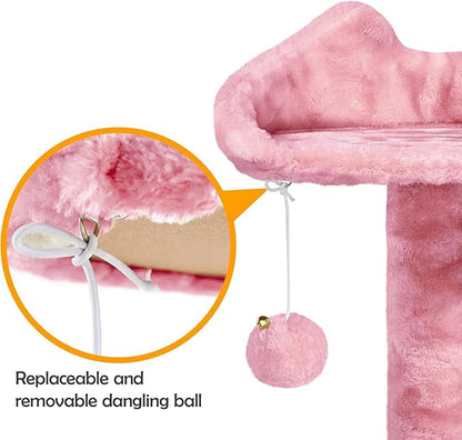 Yaheetech 62in Cat Tree Cat Tower for Indoor Cats, Cat Furniture w/Double Cat Condo, Scratching Posts, Multiple Platforms and Balls for Kittens & Cats, Pink