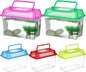 5pcs Small Fish Carrier with Breathable Lids, Portable Betta Fish Tank, Clear Breeding Boxes for Lizard, Turtle, Tarantula（Assorted Color）