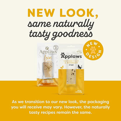 Applaws Natural Cat Treats, Grain-Free, High-Protein Whole Chicken & Rosemary Loins, Single-Ingredient Healthy Snack for Cats (12 x 1.06 oz Loins)