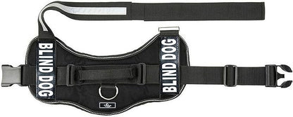 Doggie Stylz Blind Dog Vest Harness with Removable Patches and Reflective Trim. Comes with 2 Blind Dog Reflective Hook and Loop Patches. Measure Dogs Girth Before Purchase (Girth 30”- 42" Black)