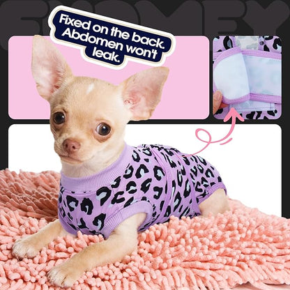 FUAMEY Recovery Suit for Dogs After Surgery,Soft Breathable Dog Bodysuit E-Collar & Cone Alternative Surgical Suit,Male Female Dog Neuter Spay Suits Anti Licking Wounds Onesie Purple Leopard M