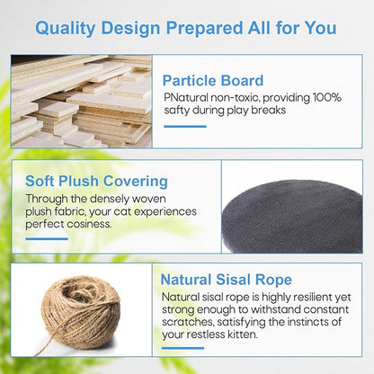 FDW Cat Tree 54in Cat Tower Multi-Level Durable Cat Scratching Post & Cozy Fun Cat Jumping Platform Space Saving Cat Condo Pet Play House for Indoor Cats,Ashy