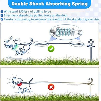 Dog Tie Out Cable - 10/15/20/25/30FT Heavy Duty for Large Dogs Up to 250LBS - Rosy Pink/Blue/Purple/Silver/Red/Green/Yellow