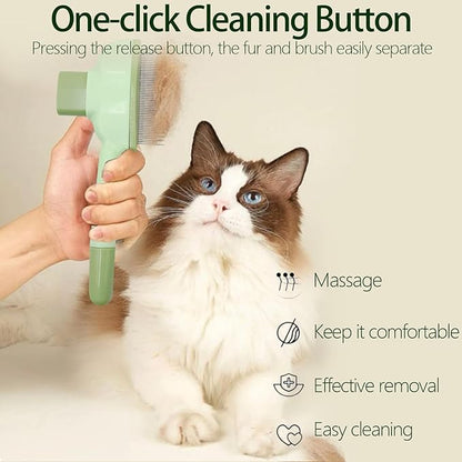 2Pcs Flea Comb for Cats Dogs,Long & Short Stainless Steel Metal Teeth for Shedding and Tangles,Cat Combs for Indoor Cats