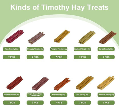 70PCS Rabbit Chew Sticks, Bunny Guinea Pig Toys for Teeth Natural Timothy Hay Sticks for Rabbit Chinchilla Guinea Pig Bunny Hamster - Chews Toys for Small Rodents' Teeth