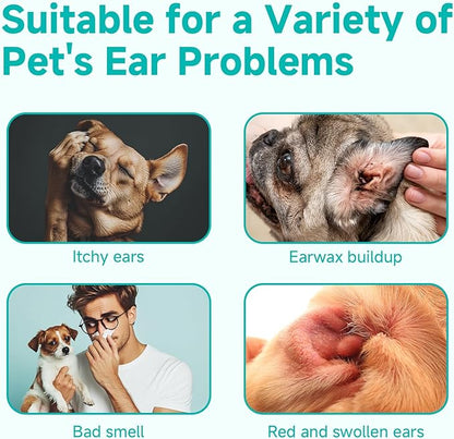 Ear Cleaner Finger Wipes for Dog & Cat [Finger Casing Design][Pet Ear Wipes with Tweezers] for Controlling Ear Infections and Ear Odor Reduce ear wax buildup Natural Ingredients Dog Ear Wipes