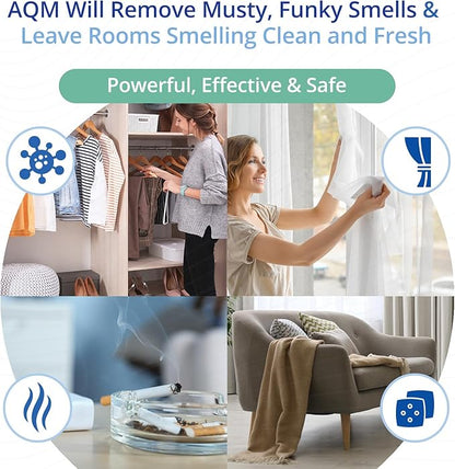 AQM by OdorXit, Air Quality Manager Chlorine Dioxide Odor Removal Packet, Dog Odor Eliminators for Hom, Wet Dog Smell & Car Deodorizer, Cigarette & Strong Smell Neutralizer, 25g