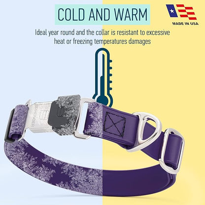 Dogline Biothane Waterproof Dog Collar with Herm Sprenger Black Stainless Steel Quick Release Buckle – Heavy Duty Tactical Durable Collar for Dogs – Comfortable and Safe Pet Collar W1 L 15-25" Purple