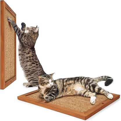2PCS Cat Scratching Post - BXL, Natural Wooden Sisal Cat Wall Scratcher, Floor or Wall Mounted Vertical Cat Scratch Pad for Indoor Cats Adults or Kittens, Cat Wall Furniture Protector