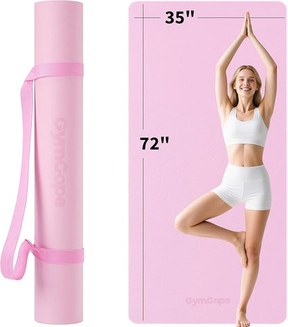 Extra Large Yoga Mat - 72"x35", 72"x48", 78"x57" - Wide TPE Exercise Mat for Home, Stretching, Couples & Family Workouts - 6-12mm Thick, Non-Slip & Waterproof - with Carry Bag and Straps