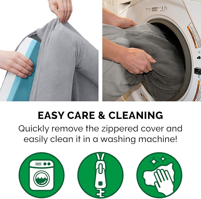 Furhaven Cooling Gel Dog Bed for Medium/Small Dogs w/ Removable Bolsters & Washable Cover, For Dogs Up to 35 lbs - Plush & Suede Sofa - Gray, Medium