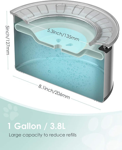 1Gallon Large Dog Water Bowl No Spill, [Anti Digging Lid & Rubber Bottom] Spill Proof Dog Bowl, Anti Splash Mess Dripless Slow Drinking Stainless Steel Water for Sloppy Messy Drinkers Car