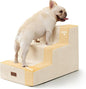 Dog Stairs for Small Dogs & Cats, 3-Step Extra Wide Non-Slip Pet Steps for Couch Sofa and Chair, Beige, 15.7" H