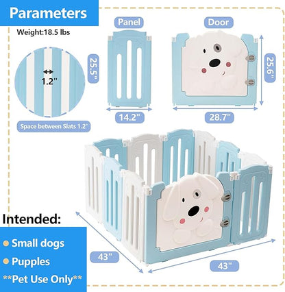 Foldable Dog Play Pen Indoors, Non-Slip Sturdy Puppy Playpen with Door, 25.5" H 10-Panel Adjustable Shape Dog Fence Pen for Small/Medium Dogs, Thickened, Easy to Store