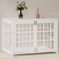 38 Inch Heavy Duty Wooden Dog Kennel End Table with Double Door Design and Secure Locks, Indoor Pet Crate Furniture for Medium Dogs, Decorative Home Cage Design,White
