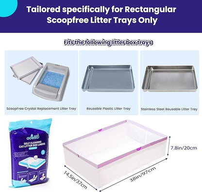 36 Count Litter Box Liners, Waste Bags Compatible with Pet-safe ScoopFree Self-Cleaning Litter Box Tray, Drawstring Litter Bags for Reusable Tray, Pre-Separated (38" L x 14.5" W x 7.8" H)