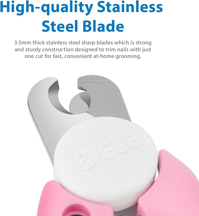 Flexzion Dog Cat Nail Clipper and Trimmer, Pet Toe Claw Scissor Grooming Tool with Stainless Steel Blades File Easy Grip Handle Safety Guard Avoid Overcutting for Small Medium Large Breed Puppy, Pink