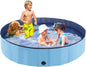 Foldable Dog Bath Swimming Pool Plastic Kiddie Pool Professional Tub Collapsible Grooming Bathtub for Pets Kids Baby and Toddler, 97 x 12 Inches Blue