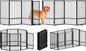 Full Metal Freestanding Dog Gate with Door, 32''Height Foldable Pet Dog Fence for Indoor & Outdoor, 8 Panels Extra Wide Free Standing TallDog Gates for Doorways,House,Stairs,Porch,Deck,Yard